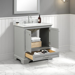 Blossom Copenhagen Freestanding Bathroom Vanity With Countertop & Undermount Sink, Gray, 30", open
