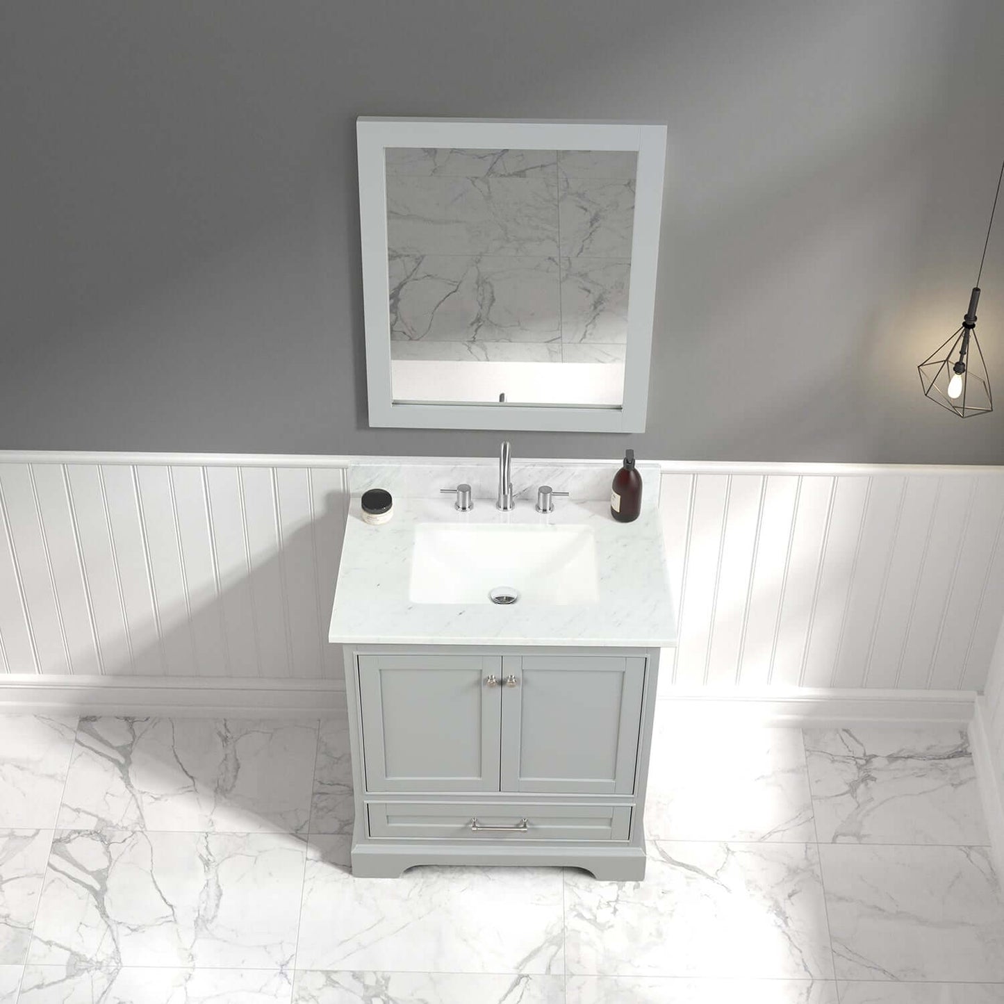 Blossom Copenhagen Freestanding Bath Single Sink Vanity, Top, Undermount Sink & Mirror