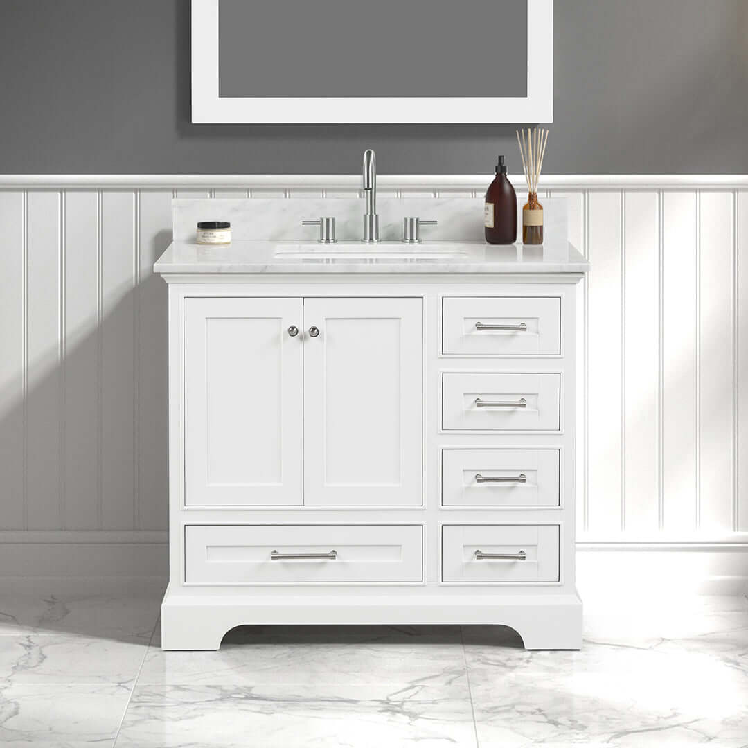 Blossom Copenhagen Freestanding Bathroom Vanity With Countertop & Undermount Sink, White, 36"