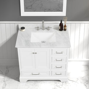 Blossom Copenhagen Freestanding Bathroom Vanity With Countertop & Undermount Sink, White, 36"