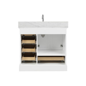 Blossom Copenhagen Freestanding Bathroom Vanity With Countertop & Undermount Sink, White, 36"m back