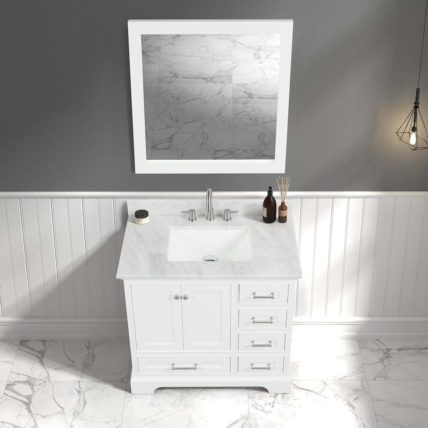 Blossom Copenhagen Freestanding Bath Single Sink Vanity, Top, Undermount Sink & Mirror