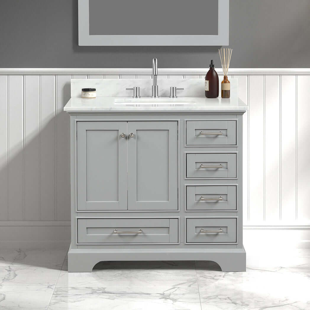 Blossom Copenhagen Freestanding Bathroom Vanity With Countertop & Undermount Sink, Gray, 36"