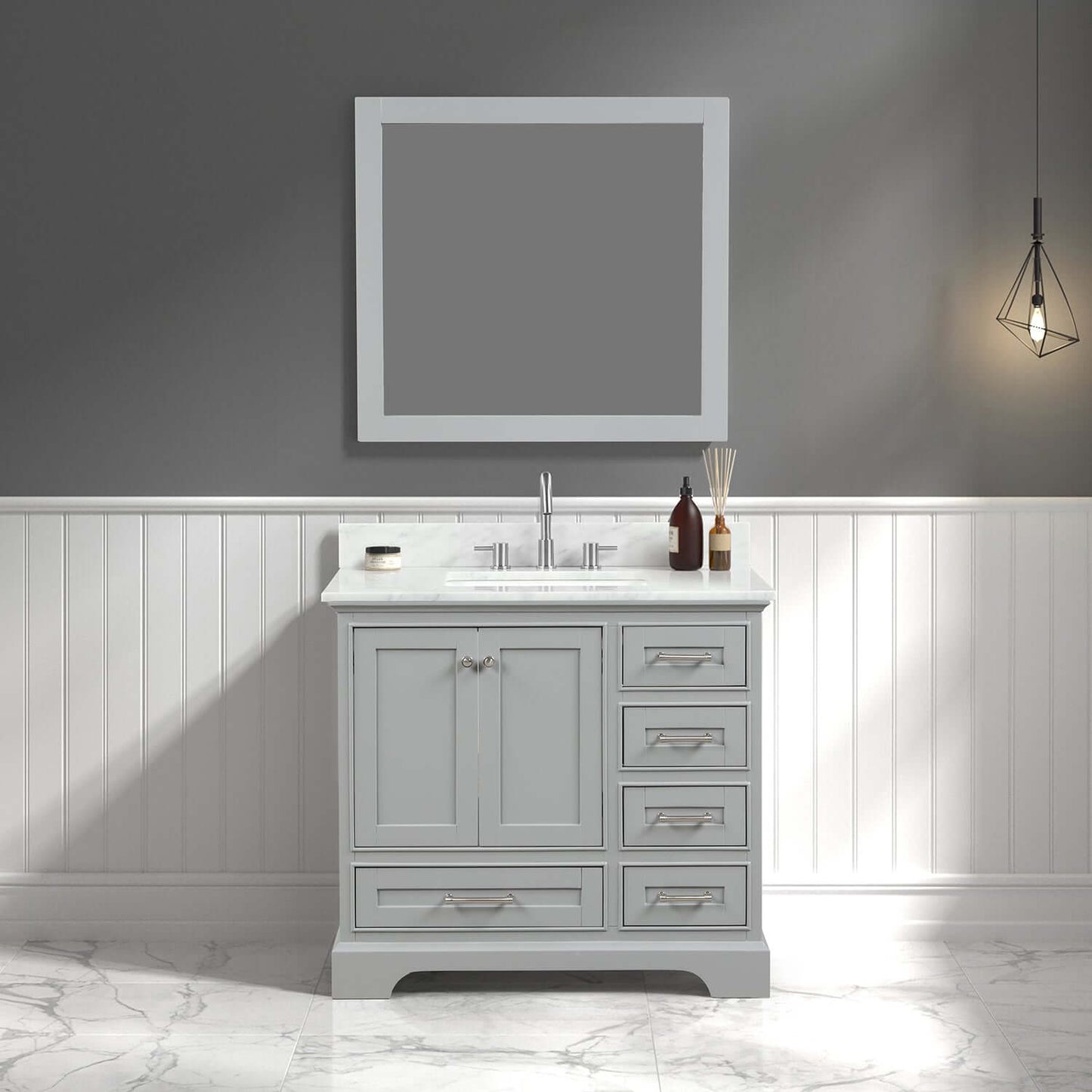 Blossom Copenhagen Freestanding Bath Single Sink Vanity, Top, Undermount Sink & Mirror