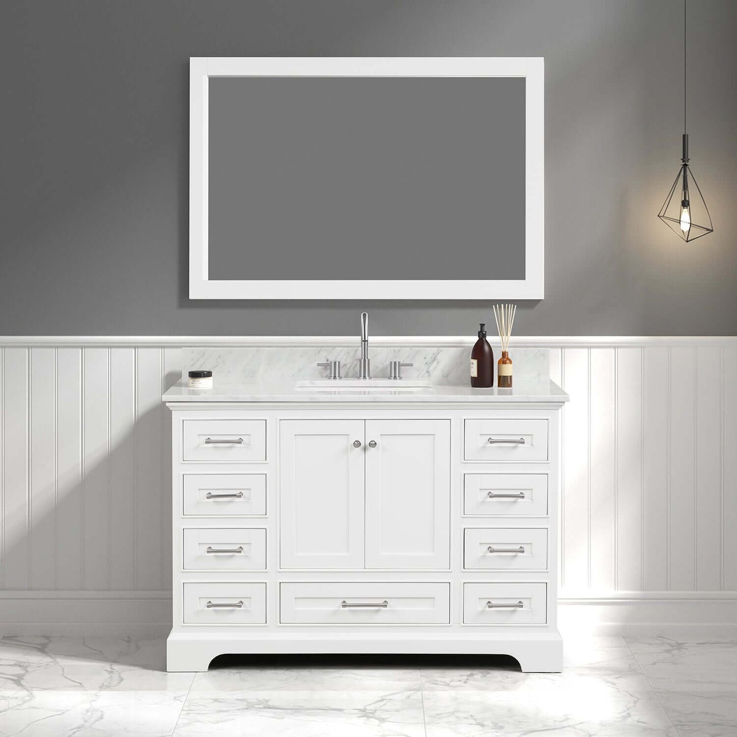 Blossom Copenhagen Freestanding Bath Single Sink Vanity, Top, Undermount Sink & Mirror