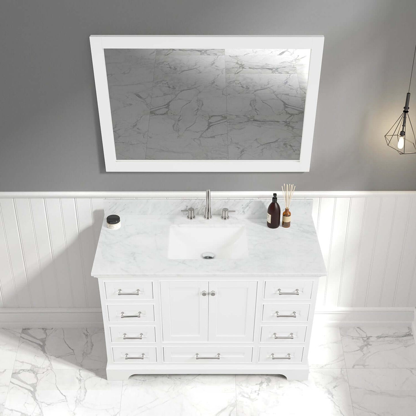 Blossom Copenhagen Freestanding Bath Single Sink Vanity, Top, Undermount Sink & Mirror