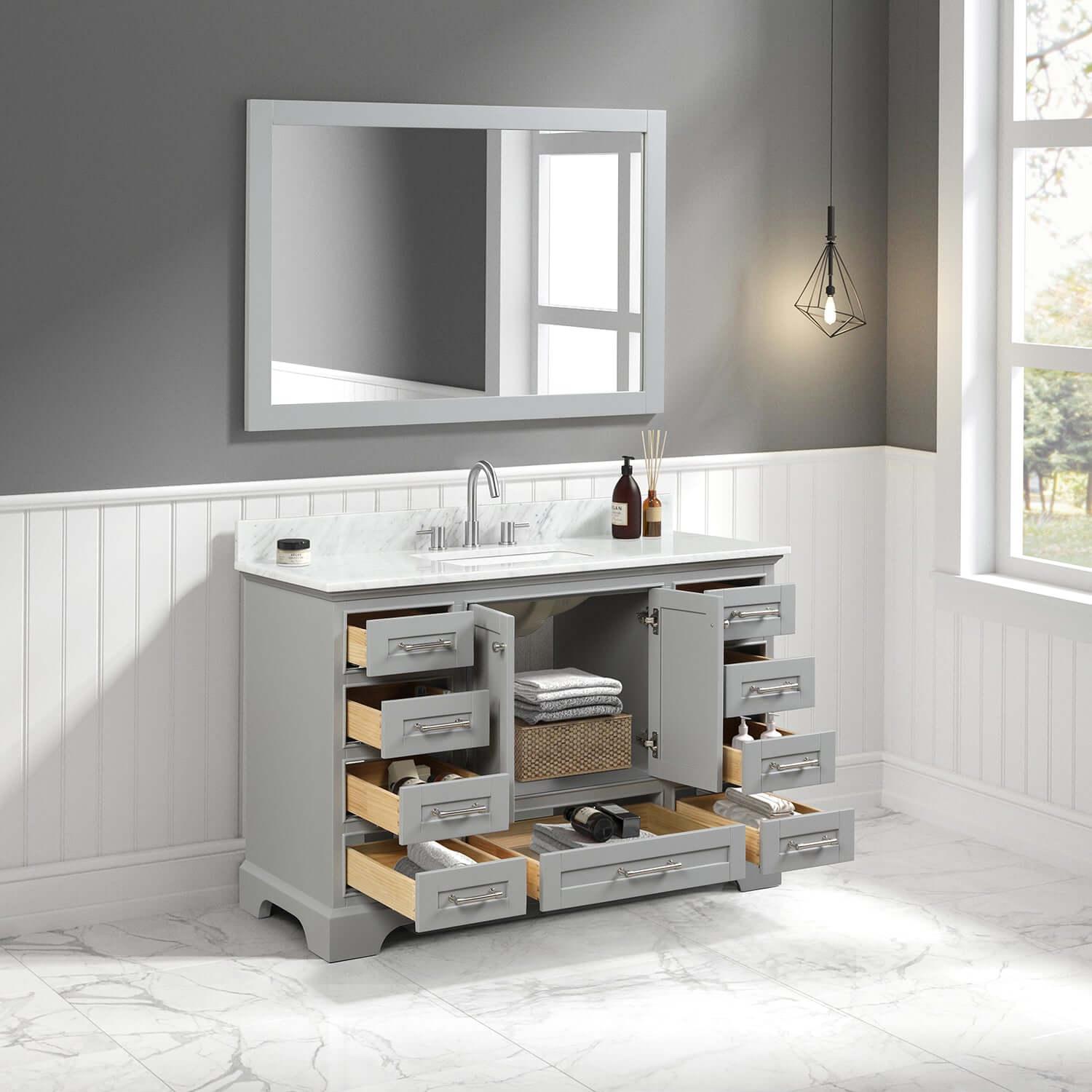 Blossom Copenhagen Freestanding Bath Single Sink Vanity, Top, Undermount Sink & Mirror