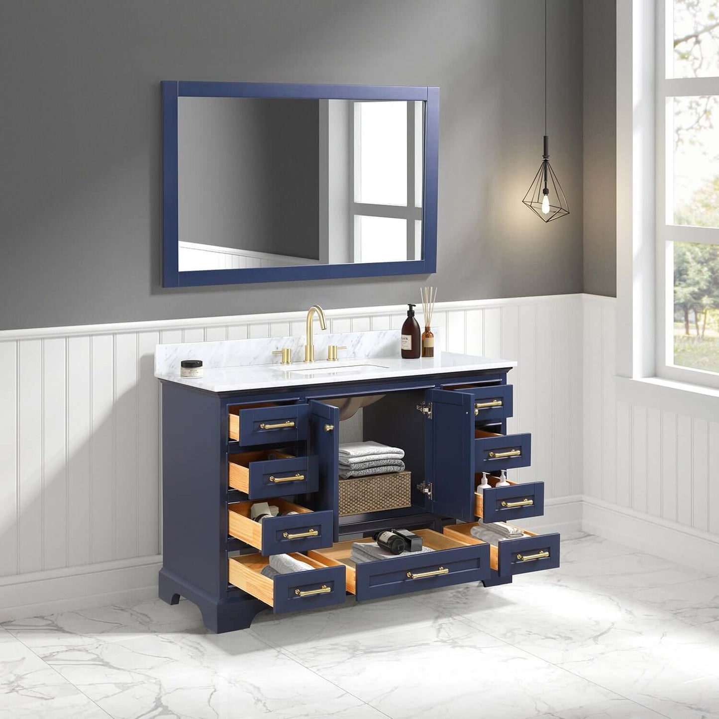 Blossom Copenhagen Freestanding Bath Single Sink Vanity, Top, Undermount Sink & Mirror