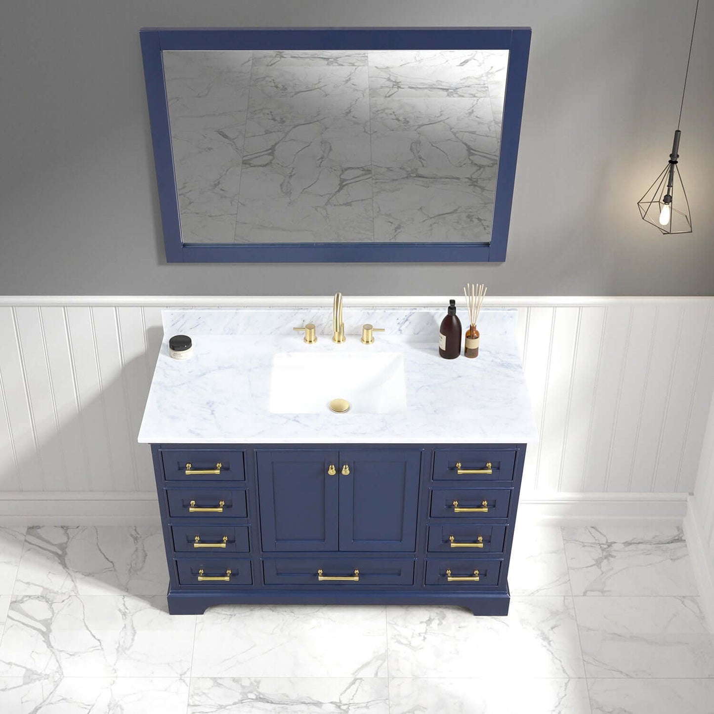 Blossom Copenhagen Freestanding Bath Single Sink Vanity, Top, Undermount Sink & Mirror