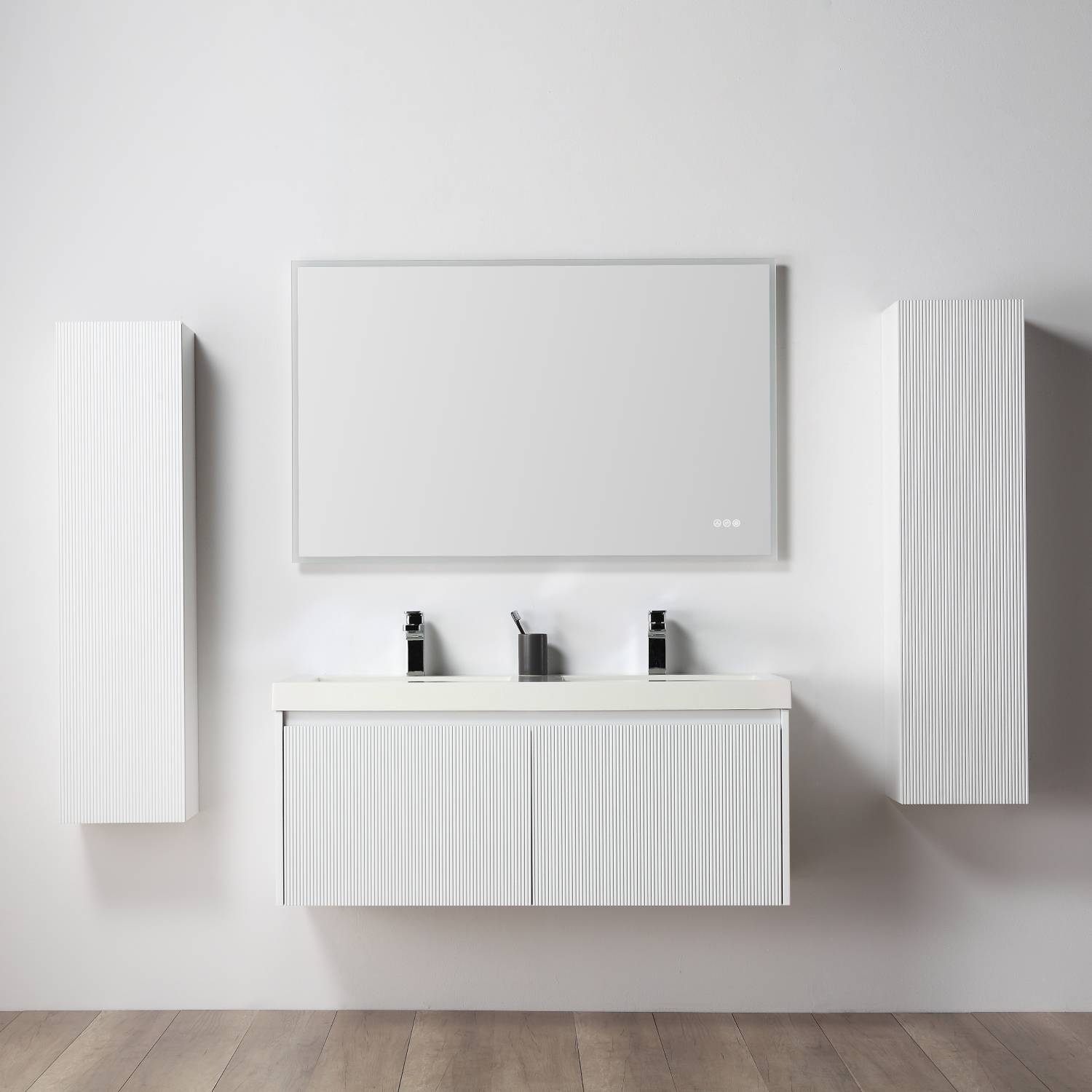 Blossom Positano 48" Floating Bathroom Vanity & 2 Side Cabinet, White, Double Sink