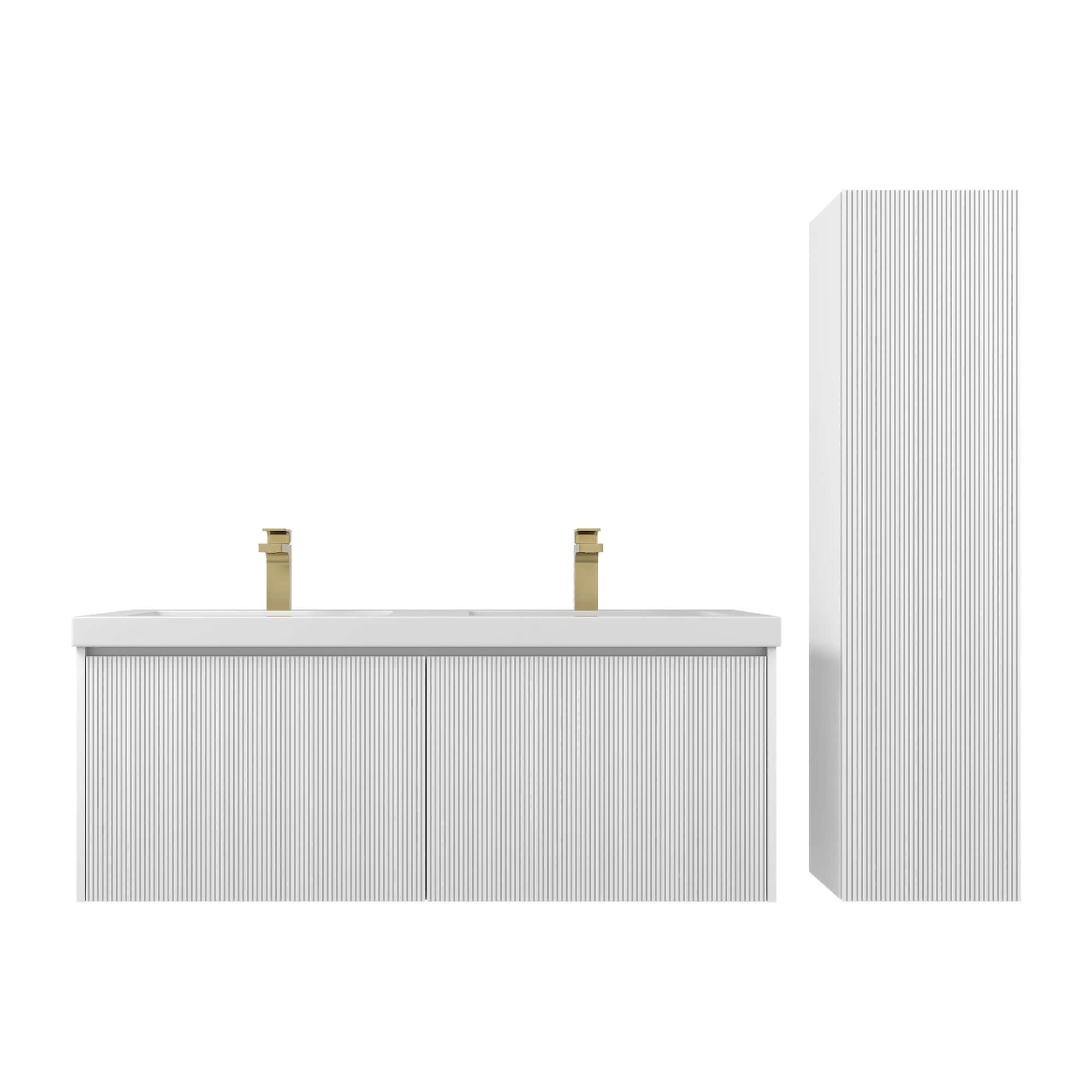 Blossom Positano 48" Floating Bathroom Vanity & 2 Side Cabinet, White, Double Sink