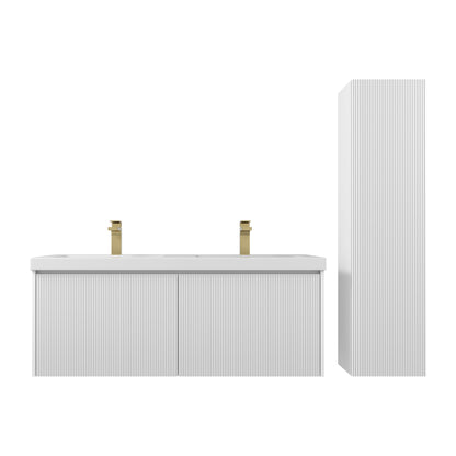 Blossom Positano 48" Floating Bathroom Vanity & 2 Side Cabinet, White, Double Sink