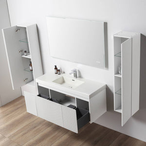 Blossom Positano 48" Floating Bathroom Vanity & 2 Side Cabinet, White, Single Sink open