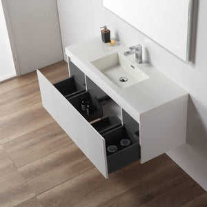 Blossom Positano 48" Floating Bathroom Vanity & 2 Side Cabinet, White, Single Sink