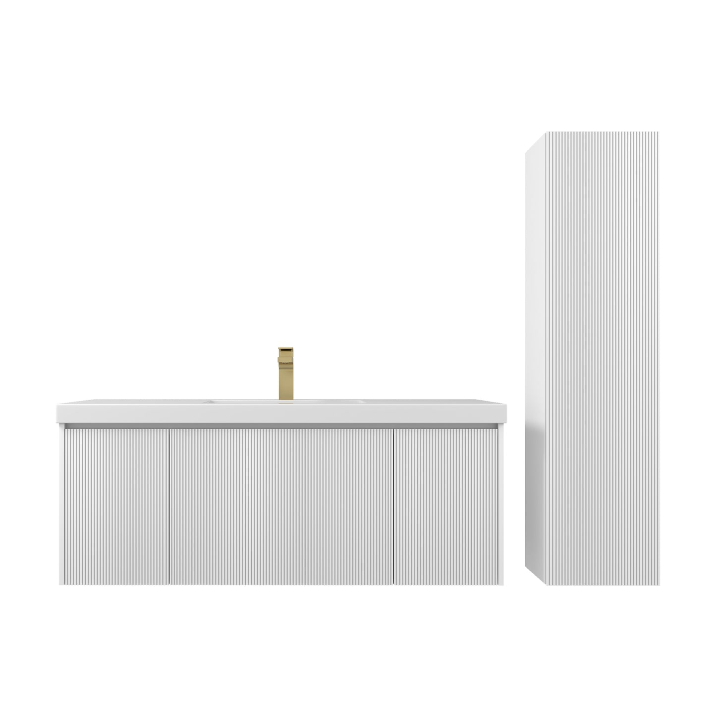 Blossom Positano 48" Floating Bathroom Vanity & 2 Side Cabinet, White, Single Sink