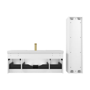 Blossom Positano 48" Floating Bathroom Vanity & 2 Side Cabinet, White, Single Sink back