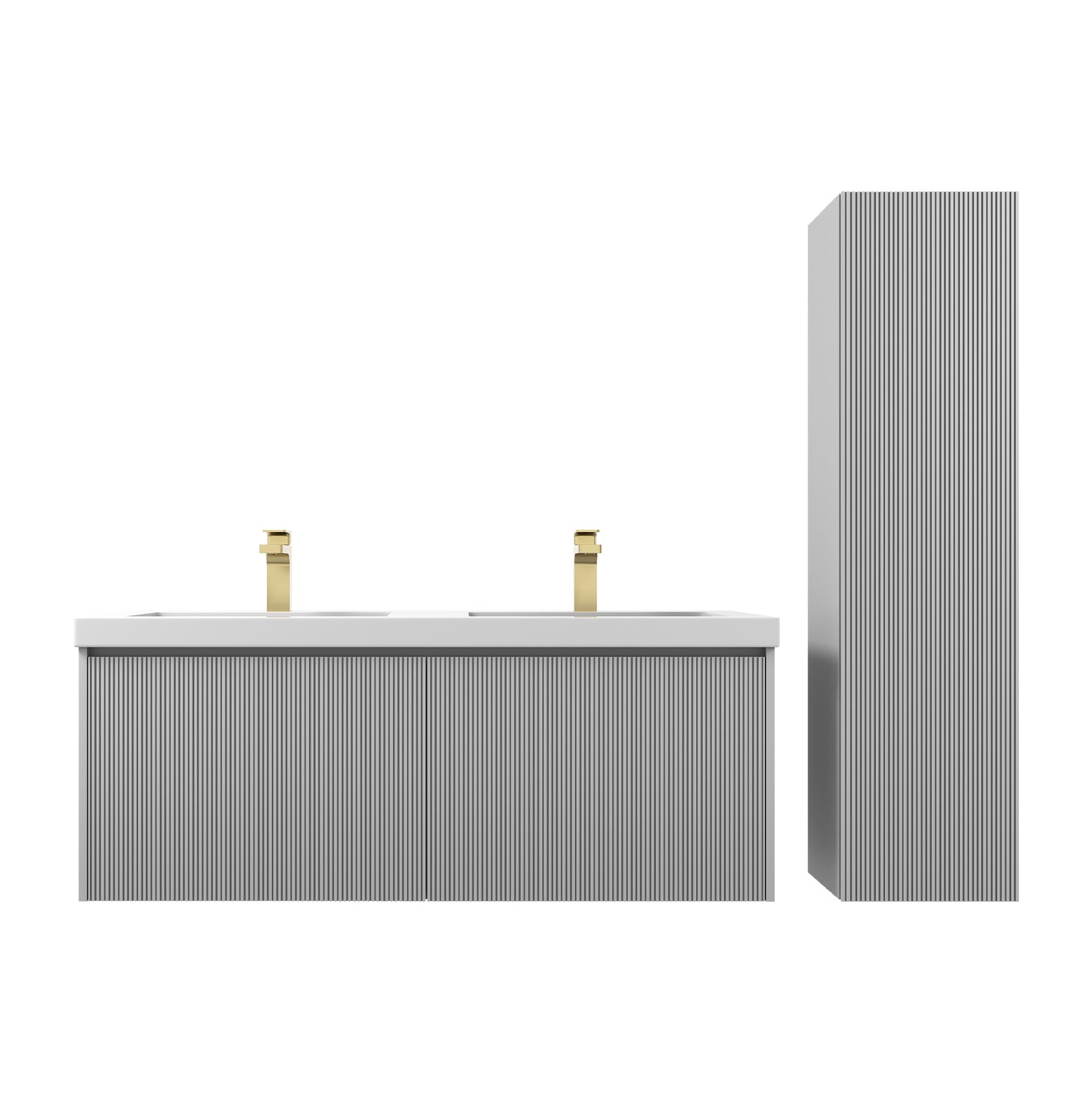 Blossom Positano 48" Floating Bathroom Vanity & 2 Side Cabinet, Gray, Double Sink