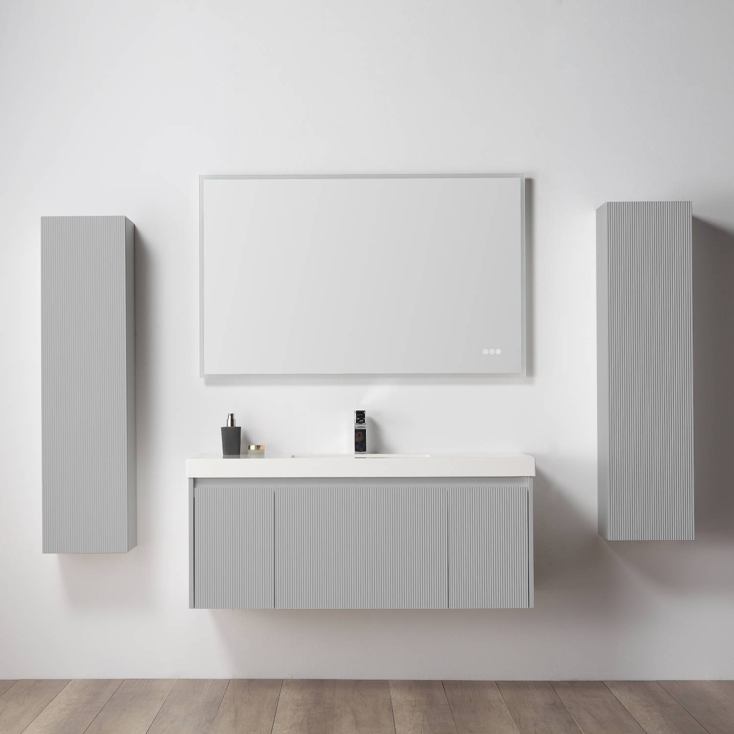 Blossom Positano 48" Floating Bathroom Vanity & 2 Side Cabinet, Gray, Single Sink