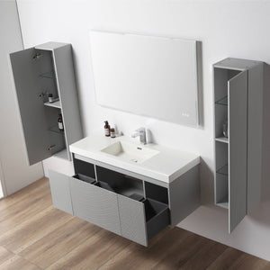 Blossom Positano 48" Floating Bathroom Vanity & 2 Side Cabinet, Gray, Single Sink open