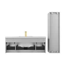Load image into Gallery viewer, Blossom Positano 48&quot; Floating Bathroom Vanity &amp; 2 Side Cabinet, Gray, Single Sink, back