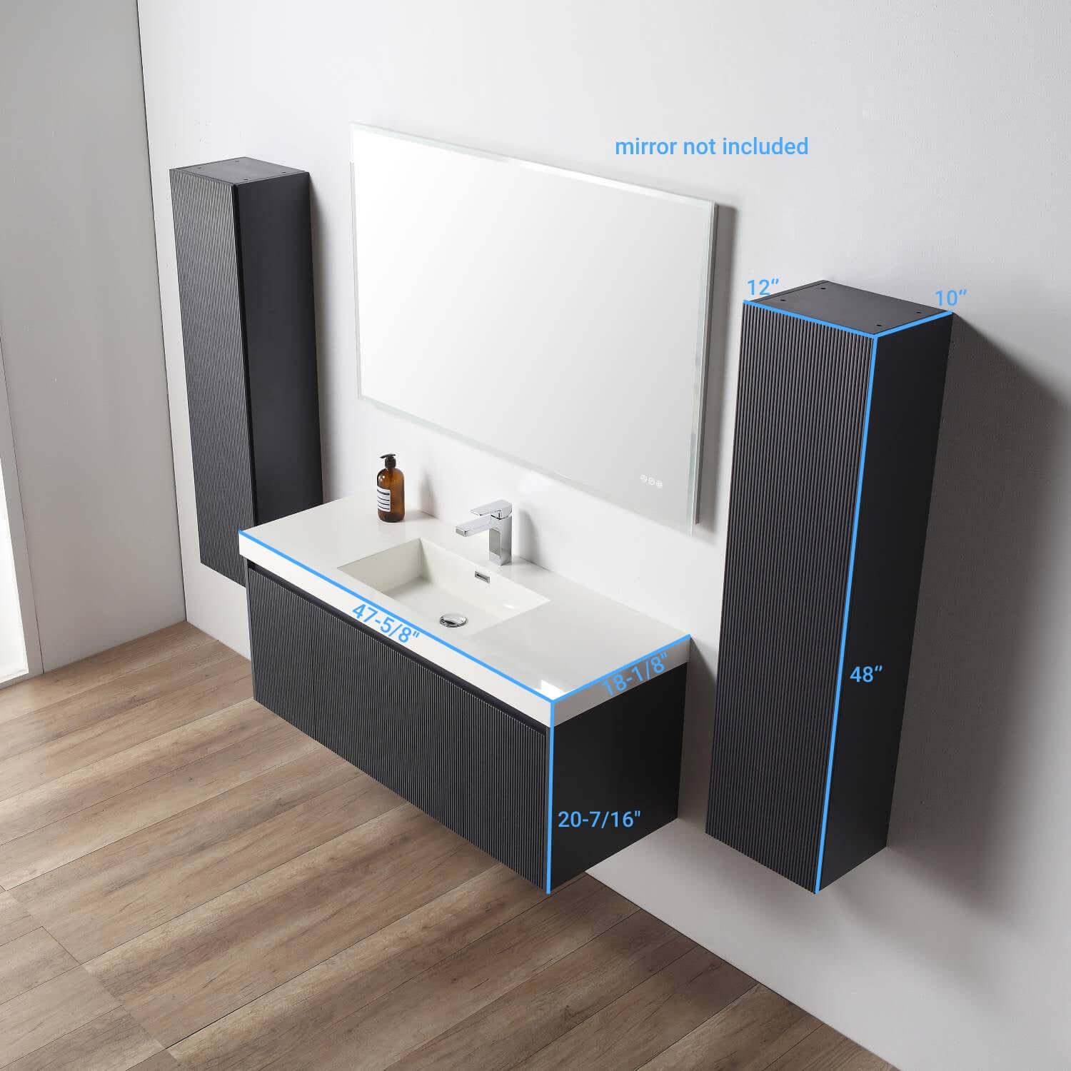 Blossom Positano 48" Floating Bathroom Vanity & 2 Side Cabinet, Blue, Single Sink