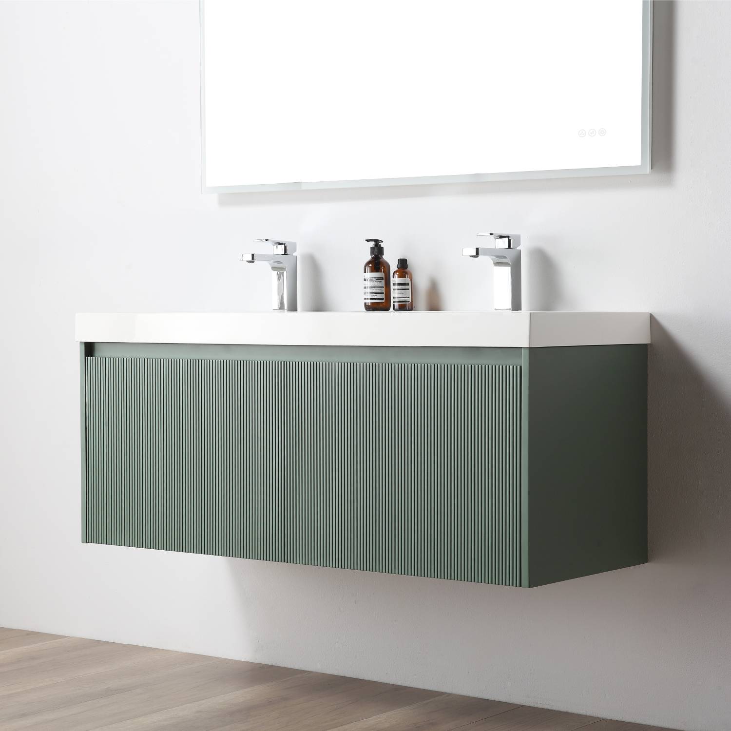 Blossom Positano 48" Floating Bathroom Vanity & 2 Side Cabinet, Green, Double Sink