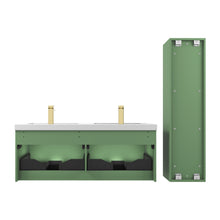 Load image into Gallery viewer, Blossom Positano 48&quot; Floating Bathroom Vanity &amp; 2 Side Cabinet, Green, Double Sink, back