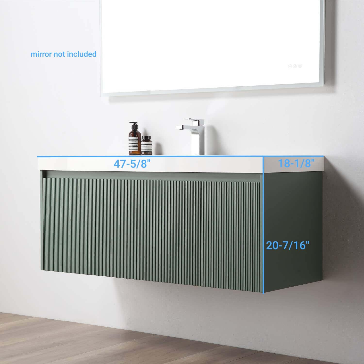 Blossom Positano 48" Floating Bathroom Vanity & 2 Side Cabinet, Green, Single Sink