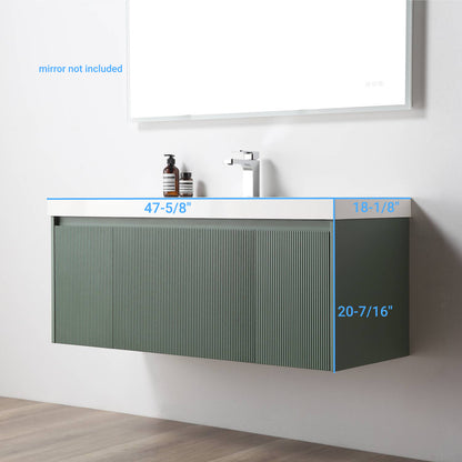 Blossom Positano 48" Floating Bathroom Vanity & 2 Side Cabinet, Green, Single Sink