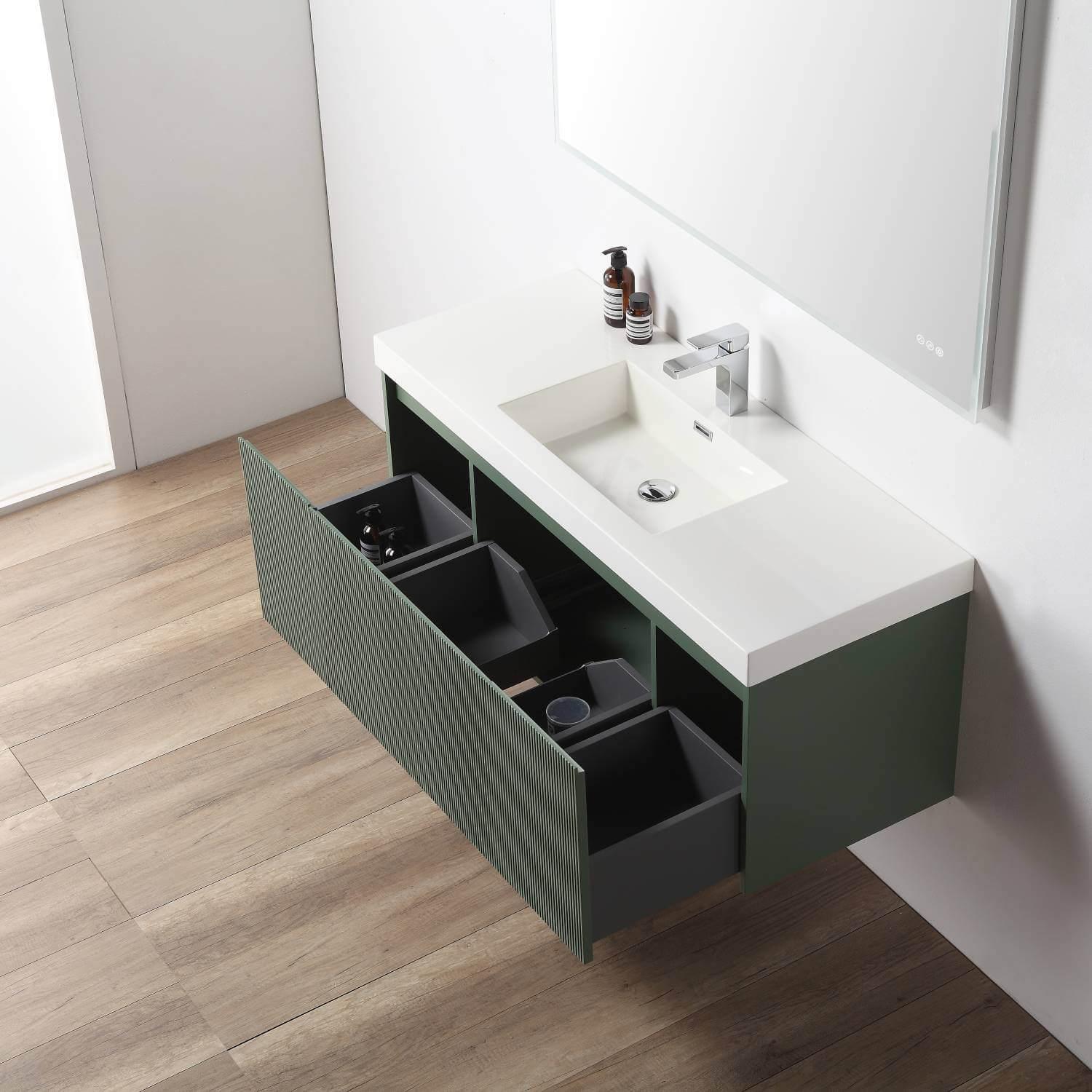Blossom Positano 48" Floating Bathroom Vanity & 2 Side Cabinet, Green, Single Sink
