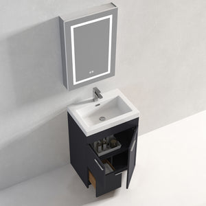 Blossom Hanover Freestanding Bathroom Vanity with acrylic Sink, 24", Charcoal open