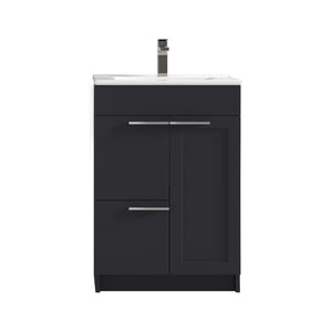 Blossom Hanover Freestanding Bathroom Vanity with Ceramic Sink, 24", Charcoal