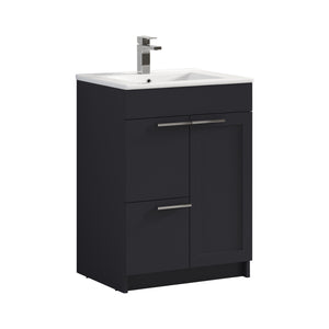 Blossom Hanover Freestanding Bathroom Vanity with Ceramic Sink, 24", Charcoal