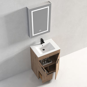 Blossom Hanover Freestanding Bathroom Vanity with Ceramic Sink, 24", Classic Oak open