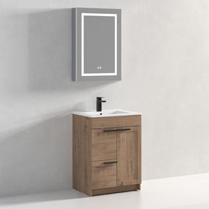 Blossom Hanover Freestanding Bathroom Vanity with Ceramic Sink, 24", Classic Oak
