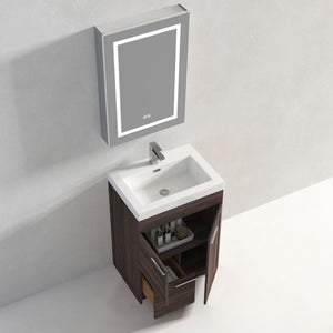 Blossom Hanover Freestanding Bathroom Vanity with acrylic Sink, 24", Cali Walnut open
