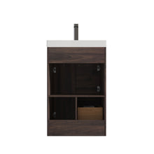 Load image into Gallery viewer, Blossom Hanover Freestanding Bathroom Vanity with acrylic Sink, 24&quot;, Cali Walnut back