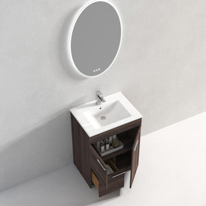 Blossom Hanover Freestanding Bathroom Vanity with Ceramic Sink, 24", Cali Walnut open