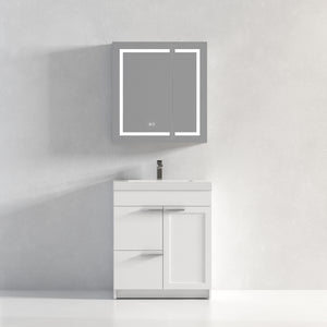 Blossom Hanover Freestanding Bathroom Vanity with acrylic Sink, 30", White