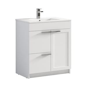 Blossom Hanover Freestanding Bathroom Vanity with Ceramic Sink, 30", White