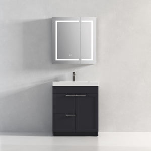 Blossom Hanover Freestanding Bathroom Vanity with acrylic Sink, 30", Charcoal