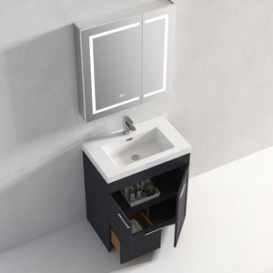 Blossom Hanover Freestanding Bathroom Vanity with acrylic Sink, 30", Charcoal open