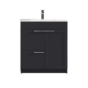 Blossom Hanover Freestanding Bathroom Vanity with Ceramic Sink, 30", Charcoal