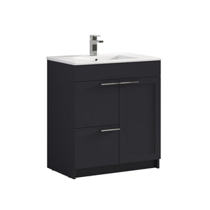 Blossom Hanover Freestanding Bathroom Vanity with Ceramic Sink, 30", Charcoal 