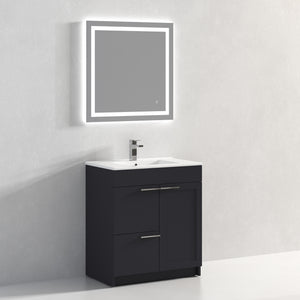 Blossom Hanover Freestanding Bathroom Vanity with Ceramic Sink, 30", Charcoal