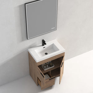Blossom Hanover Freestanding Bathroom Vanity with acrylic Sink, 30", Classic Oak open