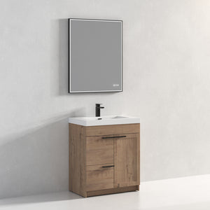 Blossom Hanover Freestanding Bathroom Vanity with acrylic Sink, 30", Classic Oak