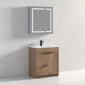 Blossom Hanover Freestanding Bathroom Vanity with Ceramic Sink, 30", Classic Oak