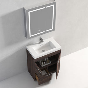 Blossom Hanover Freestanding Bathroom Vanity with acrylic Sink, 30", Cali Walnut open