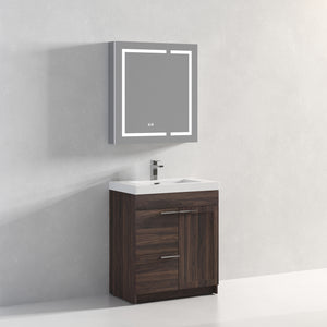 Blossom Hanover Freestanding Bathroom Vanity with acrylic Sink, 30", Cali Walnut